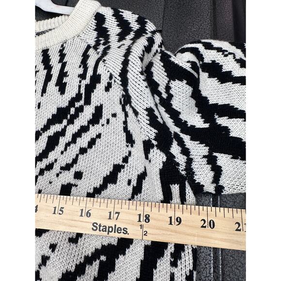 Haute Hippie Pullover Sweater Crewneck #animalcore Knit Cream Black Size M/L - Picture 4 of 7